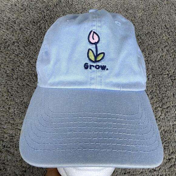 Life Is Good Hat Cap Strap Back Womens Adjustable Blue Embroidered Flower Logo - Picture 3 of 12